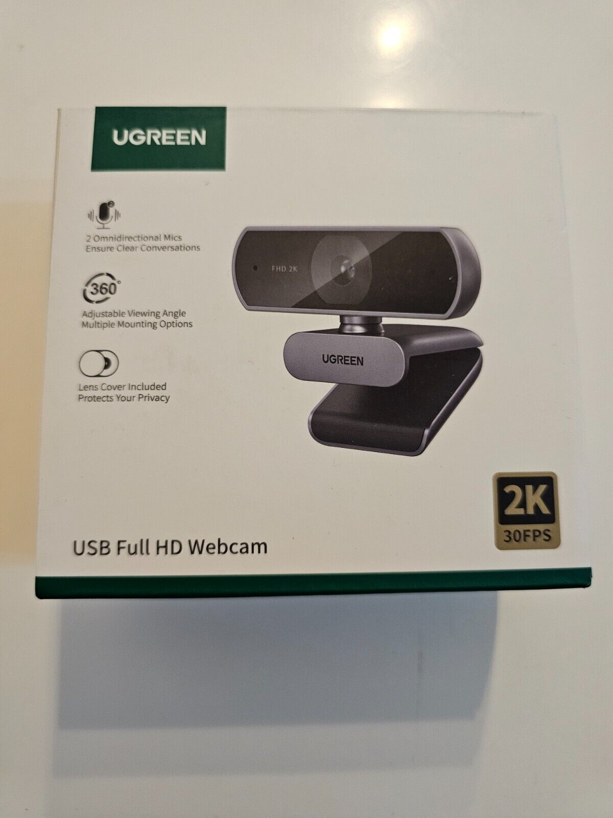 Webcam 2K, Webcam mit Mikrofo, Webcam für PC, 80°Sichtfeld, Webcam mit Privacy C