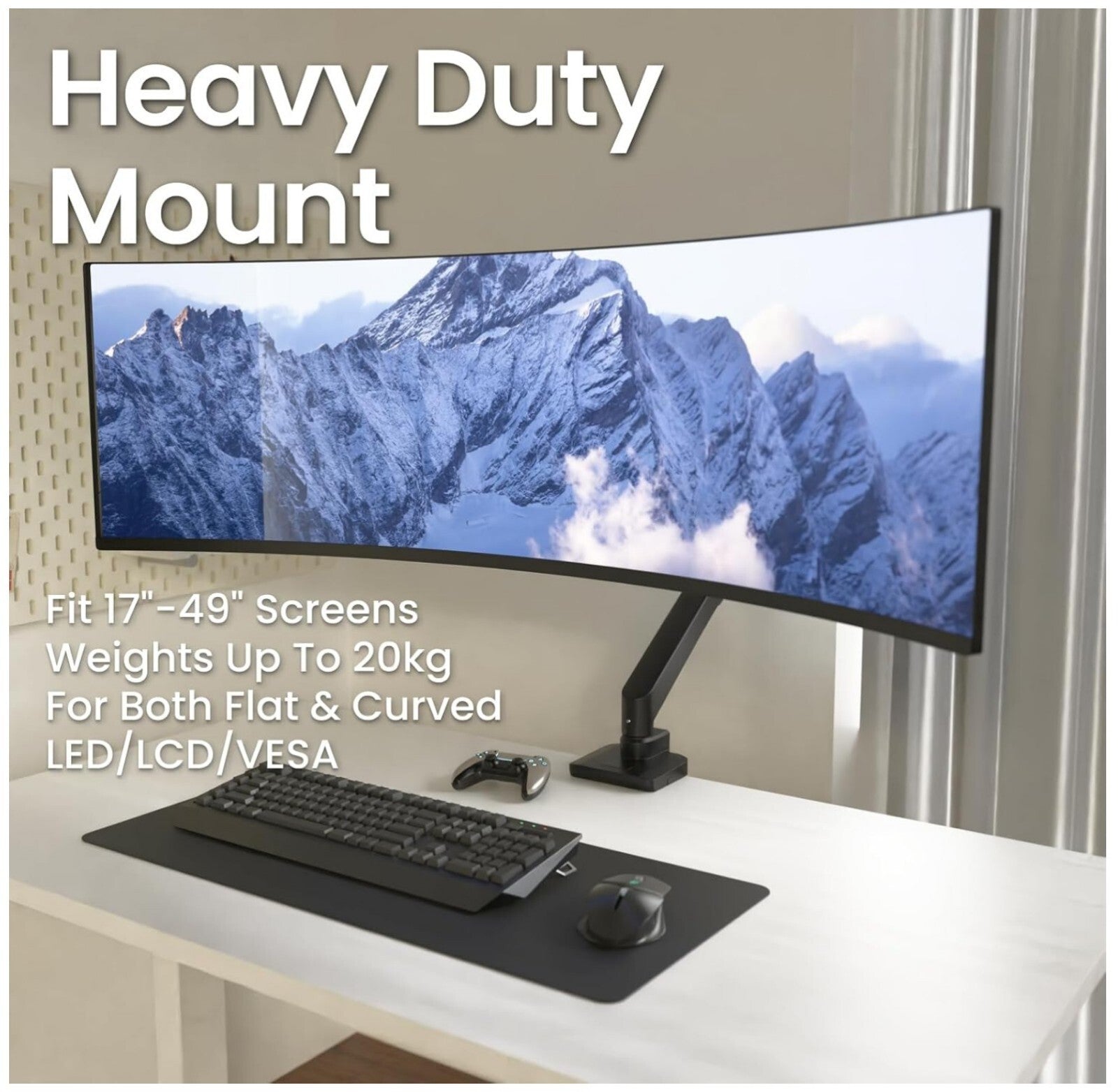 Gaming Monitor Halterung 17-49" Gasfeder VESA 75/100mm 20kg
