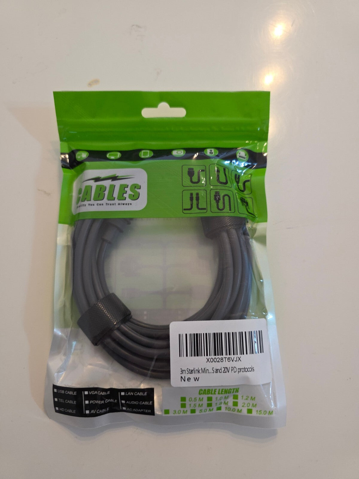 Starlink Mini Kabel 3m USB-C zu DC IP68 100W Grau