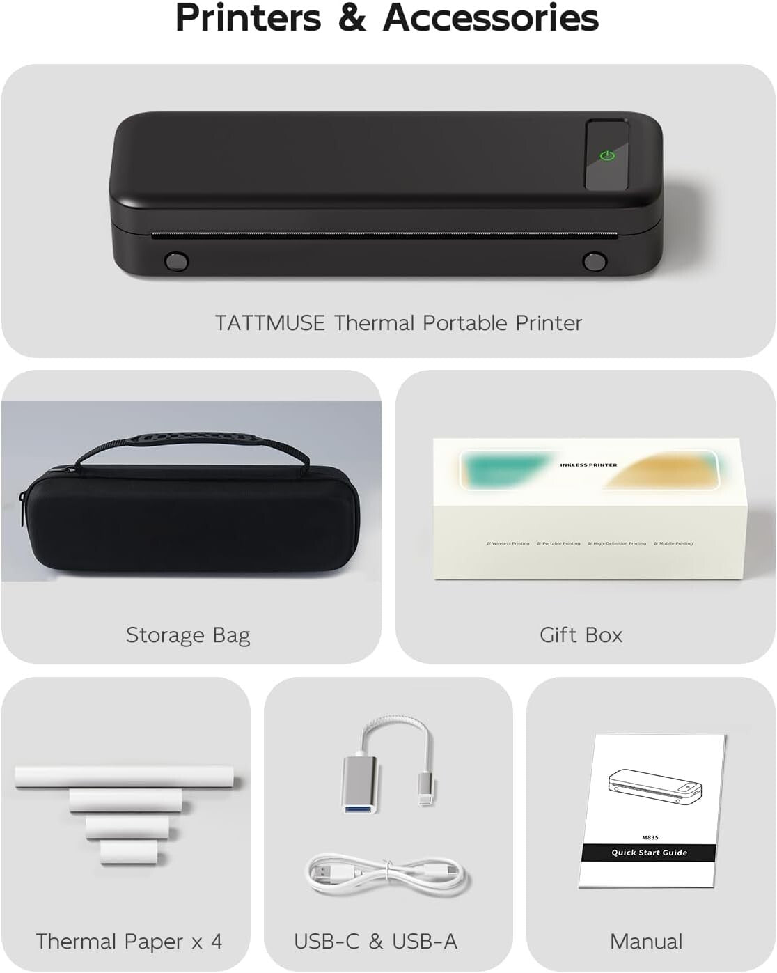 A4 Thermodrucker – Mobiler 300 DPI Reisedrucker
