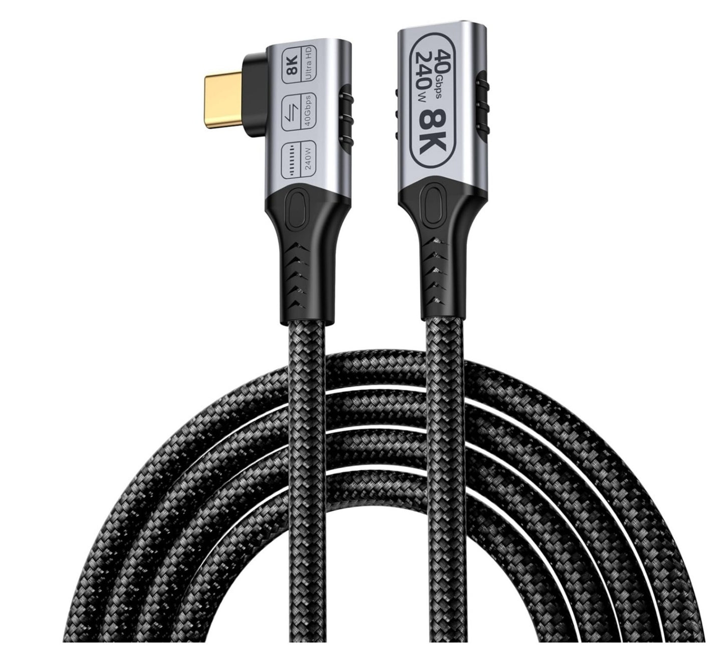 2m USB-C Verlängerungskabel 90° Winkel USB4 40Gbps 240W 8K@60Hz Thunderbolt 4