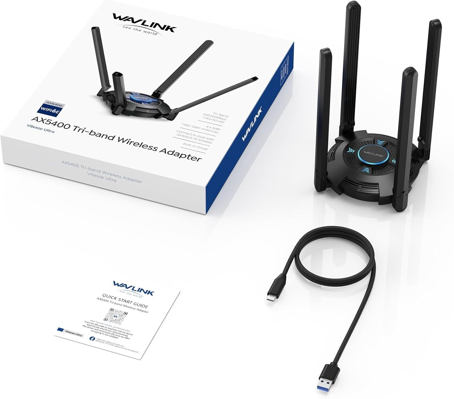 AX5400 WiFi 6E USB WLAN Stick Tri-Band Schwarz Windows 10/11