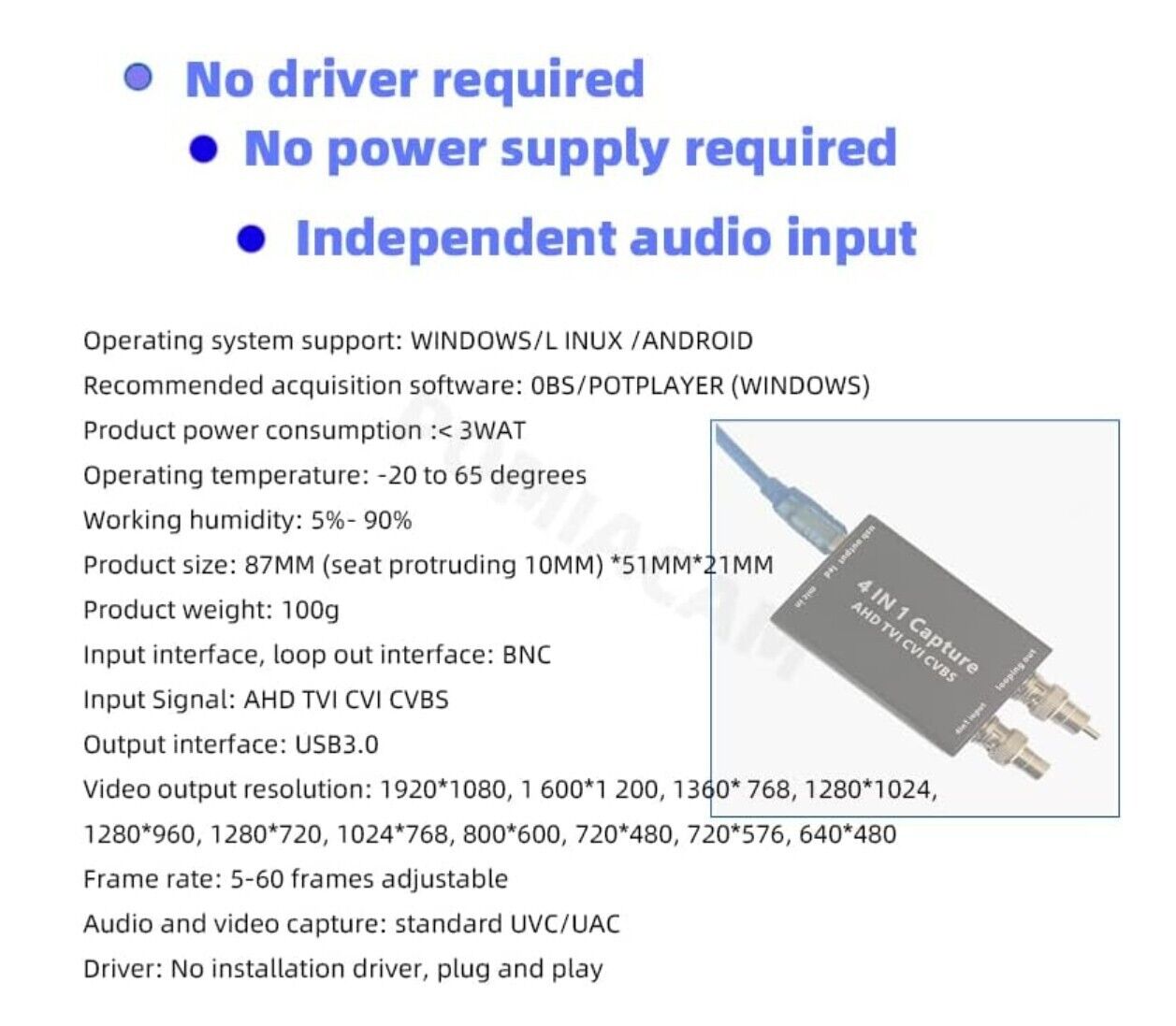 BNC zu USB 3.0 Capture Card 1080P 60fps
