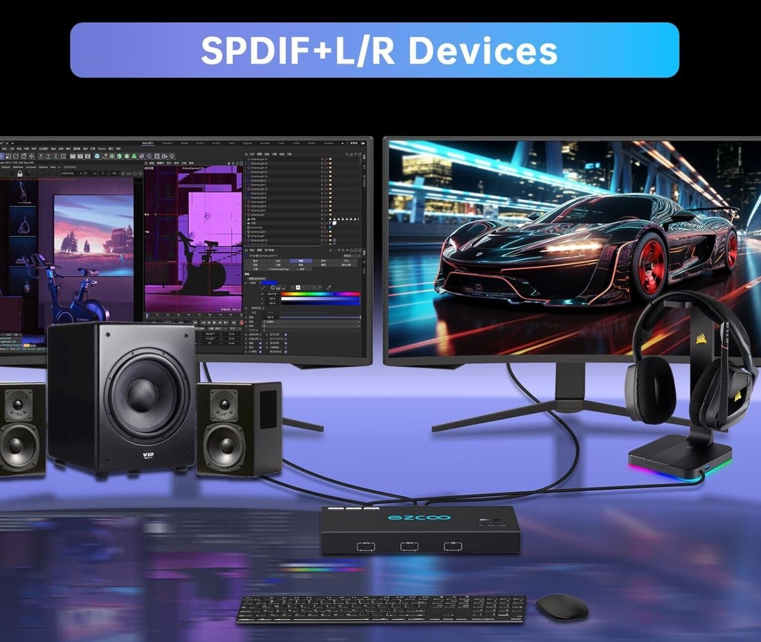 4K@60HZ 1920x1080@144HZ 2560x1440@144HZ HDMI KVM USB 3.0 2 Monitor 2 PC EDID