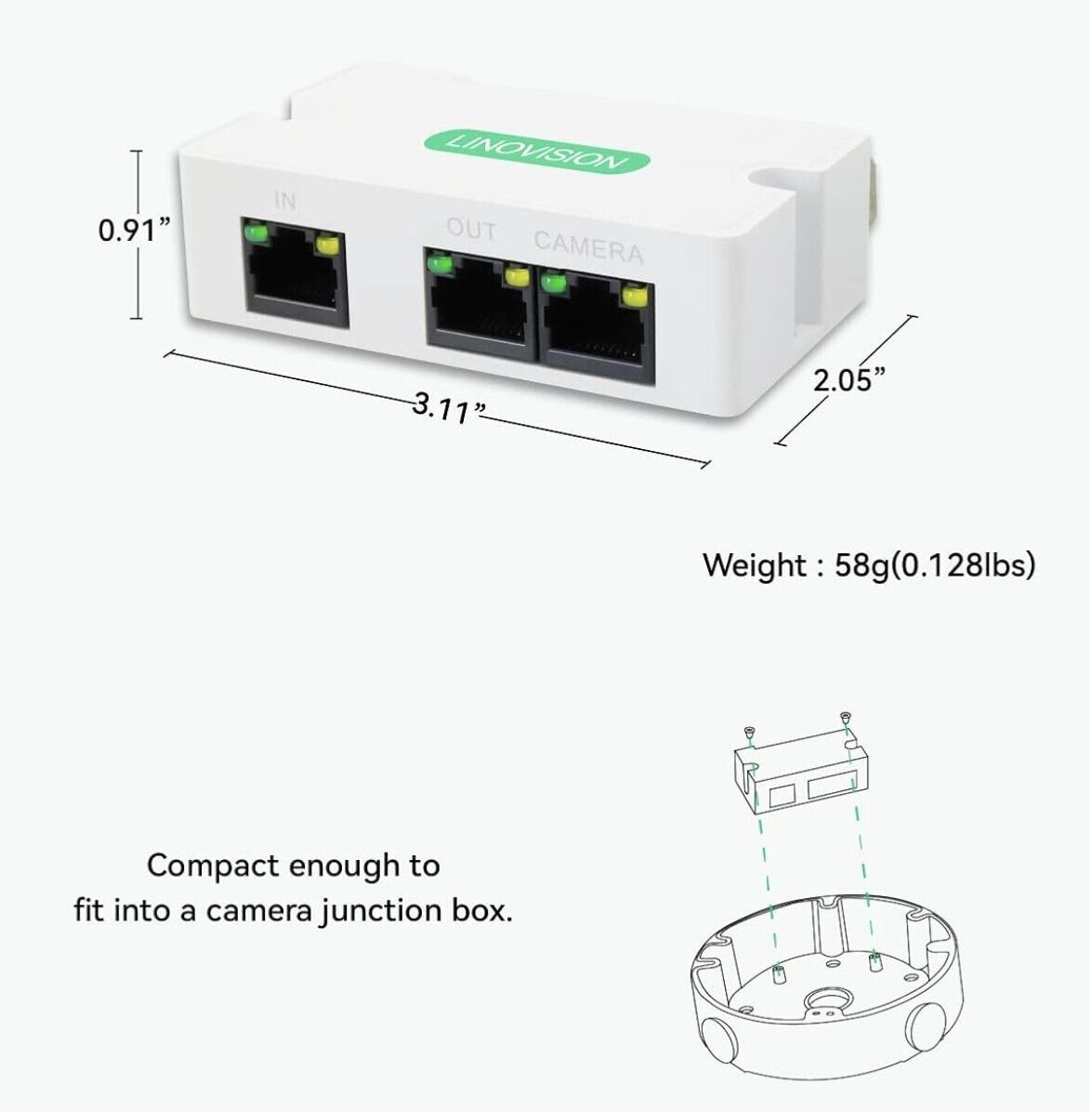 2-Port POE Extender, 300m Reichweite, Cat5/6 Splitter