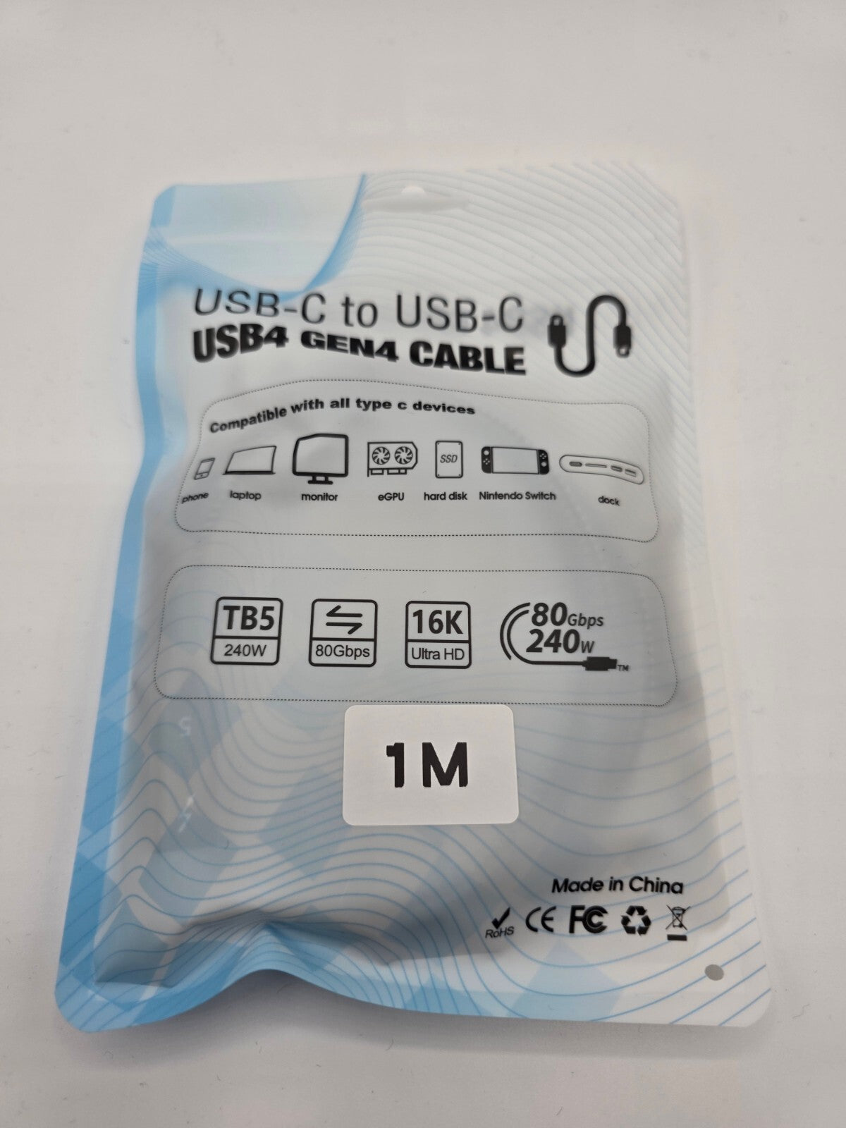 Thunderbolt 5 USB-C 80Gbit/s 16K@60Hz  8K@60Hz 4K@120Hz 240W PD Schnellladekabel