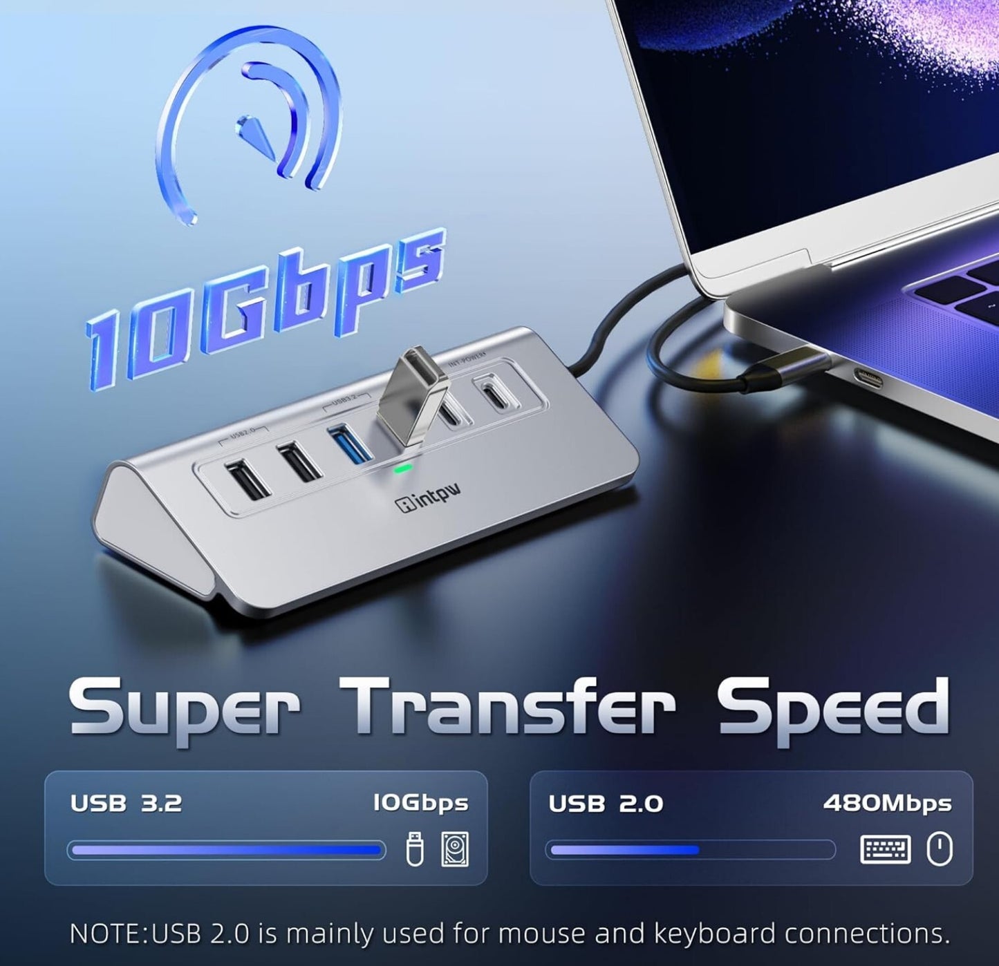 10-in-1 USB-C Hub 4K@60Hz HDMI 100W PD Ethernet SD/TF Schwarz