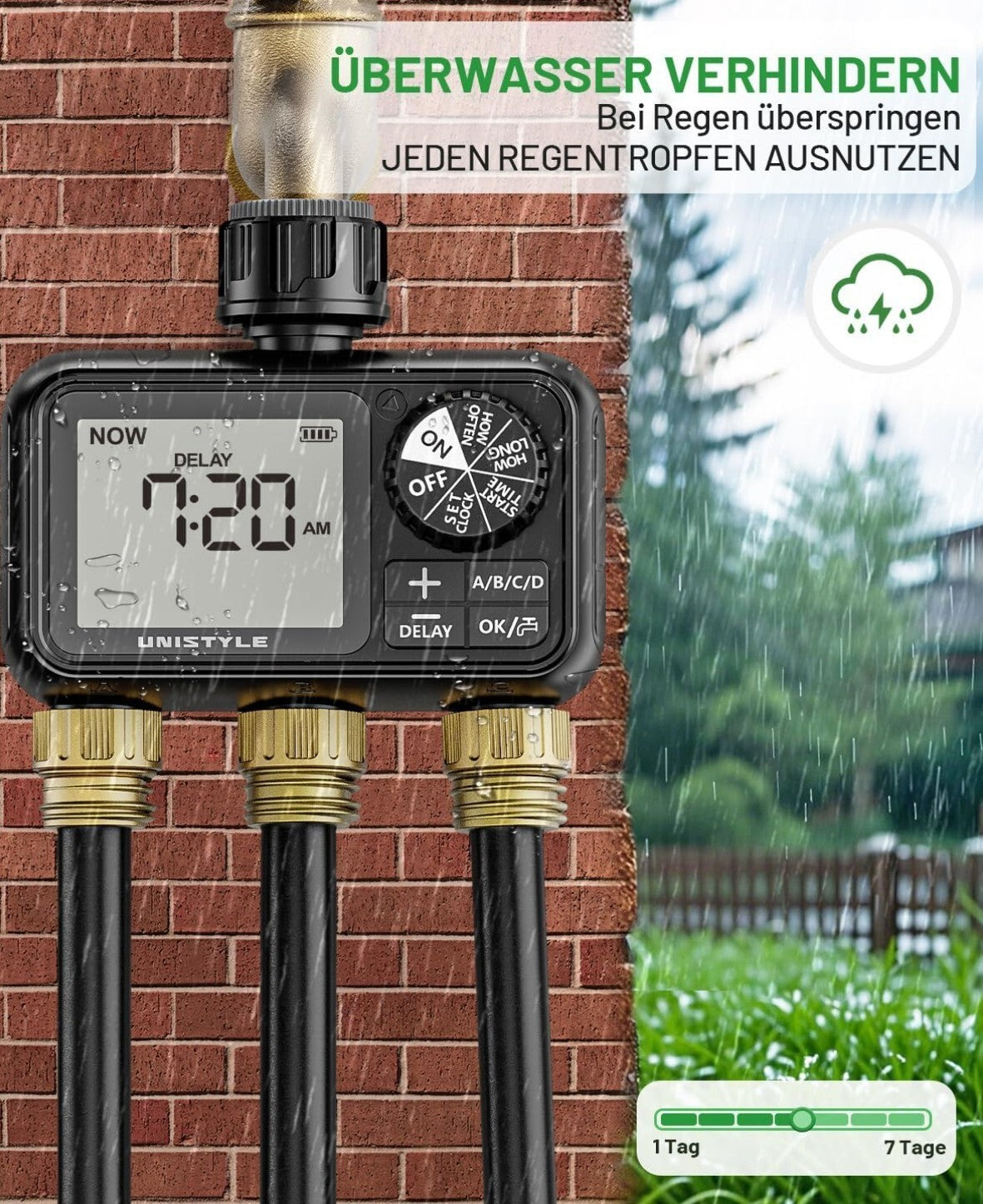 Bewässerungscomputer 3 Ausgänge Messing Automatische Gartenbewässerung