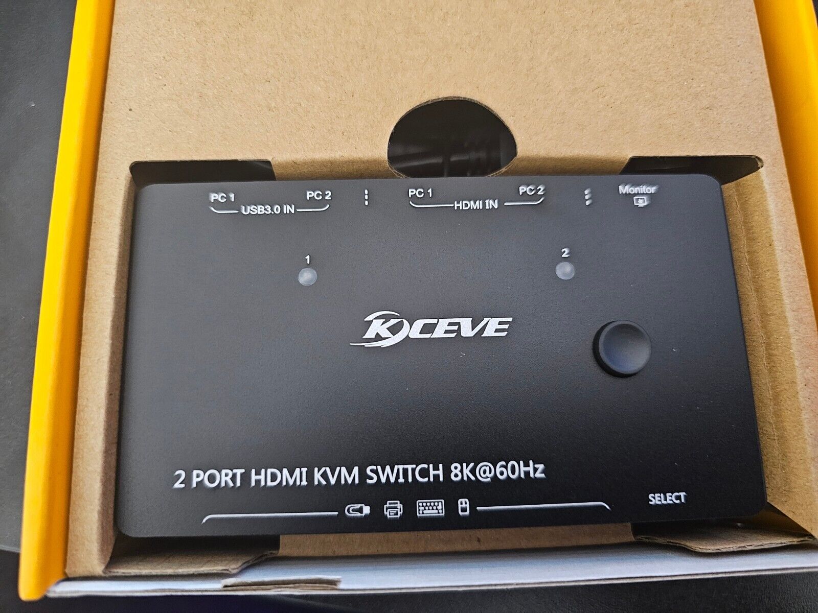 8K KVM HDMI Switch 2 Ports, KCEVE USB 3.0 KVM Switcher Box, Support 7680x4320@60