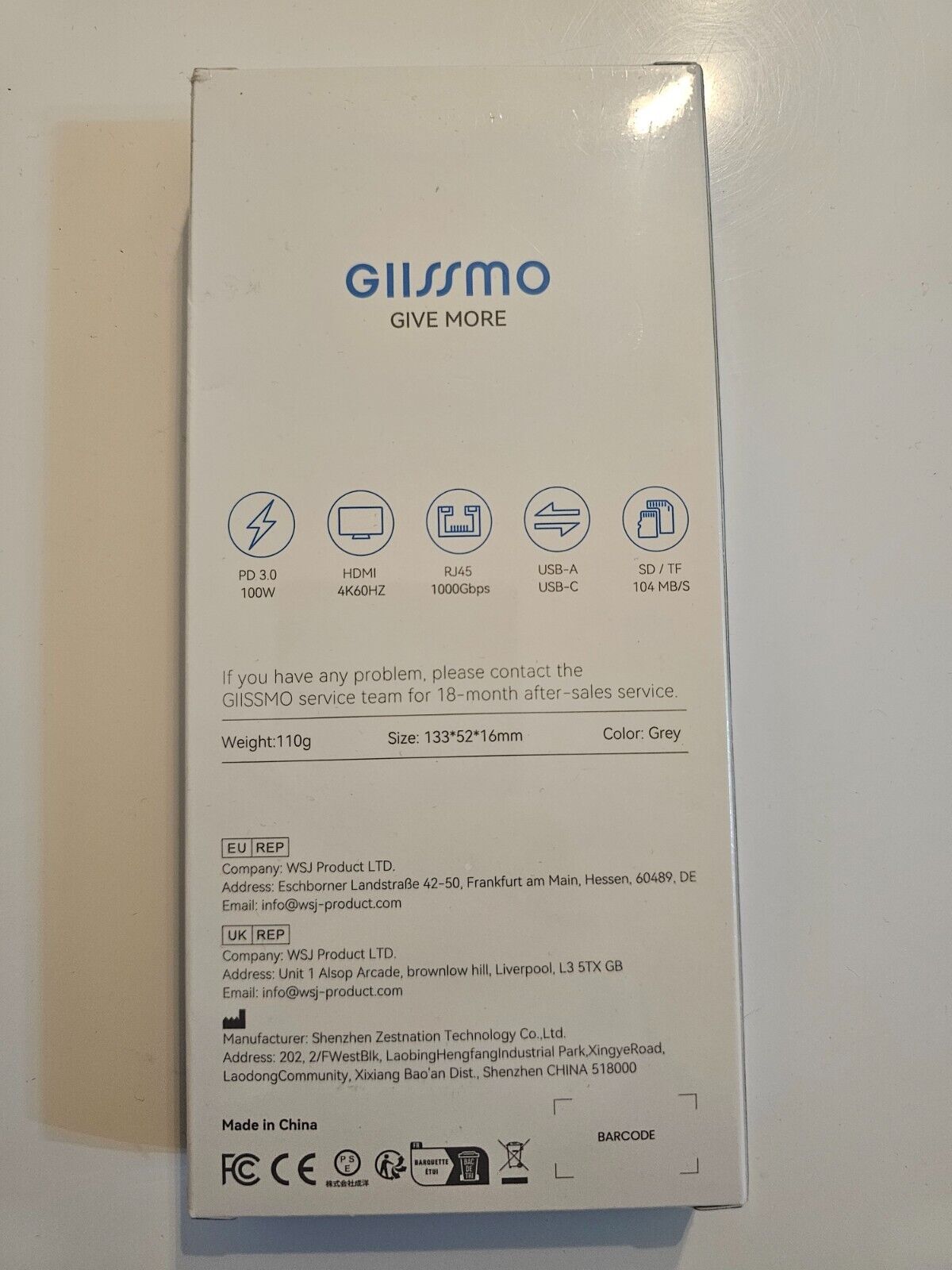 USB C Hub 4K@60Hz, 100W PD, Ethernet RJ45, 10Gbps USB-C/A 3.2Gen 2, MicroSD & SD