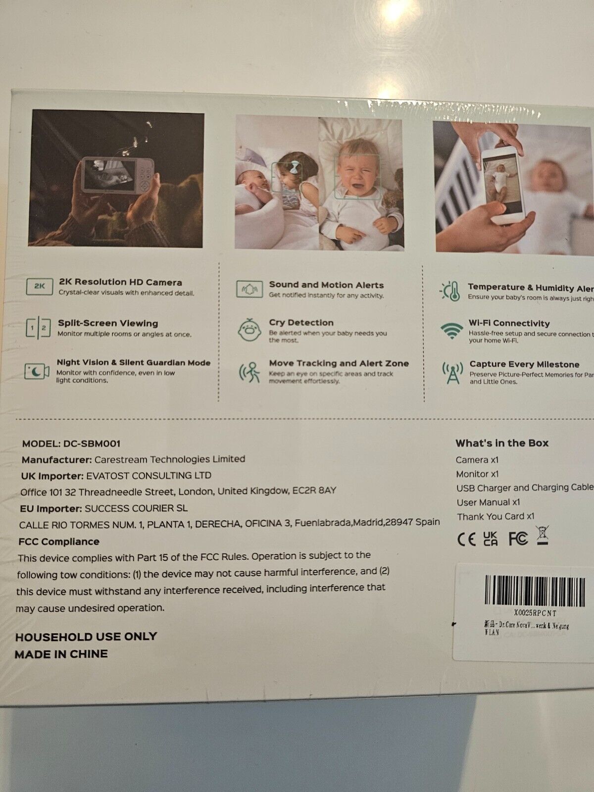 Smart WLAN Babyphone mit Kamera, 5” 1080P HD, 2K Kamera, App-Steuerung, Bewegung