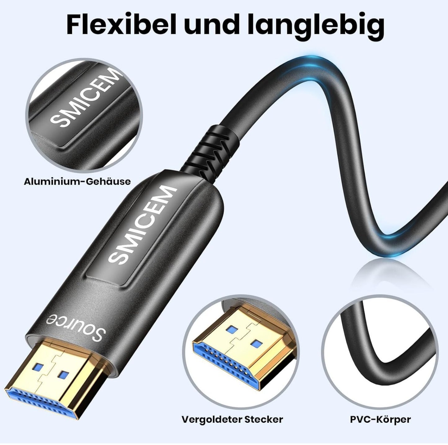 8K HDMI 2.1 Glasfaserkabel 3M 48Gbps 4K@120Hz eARC HDR