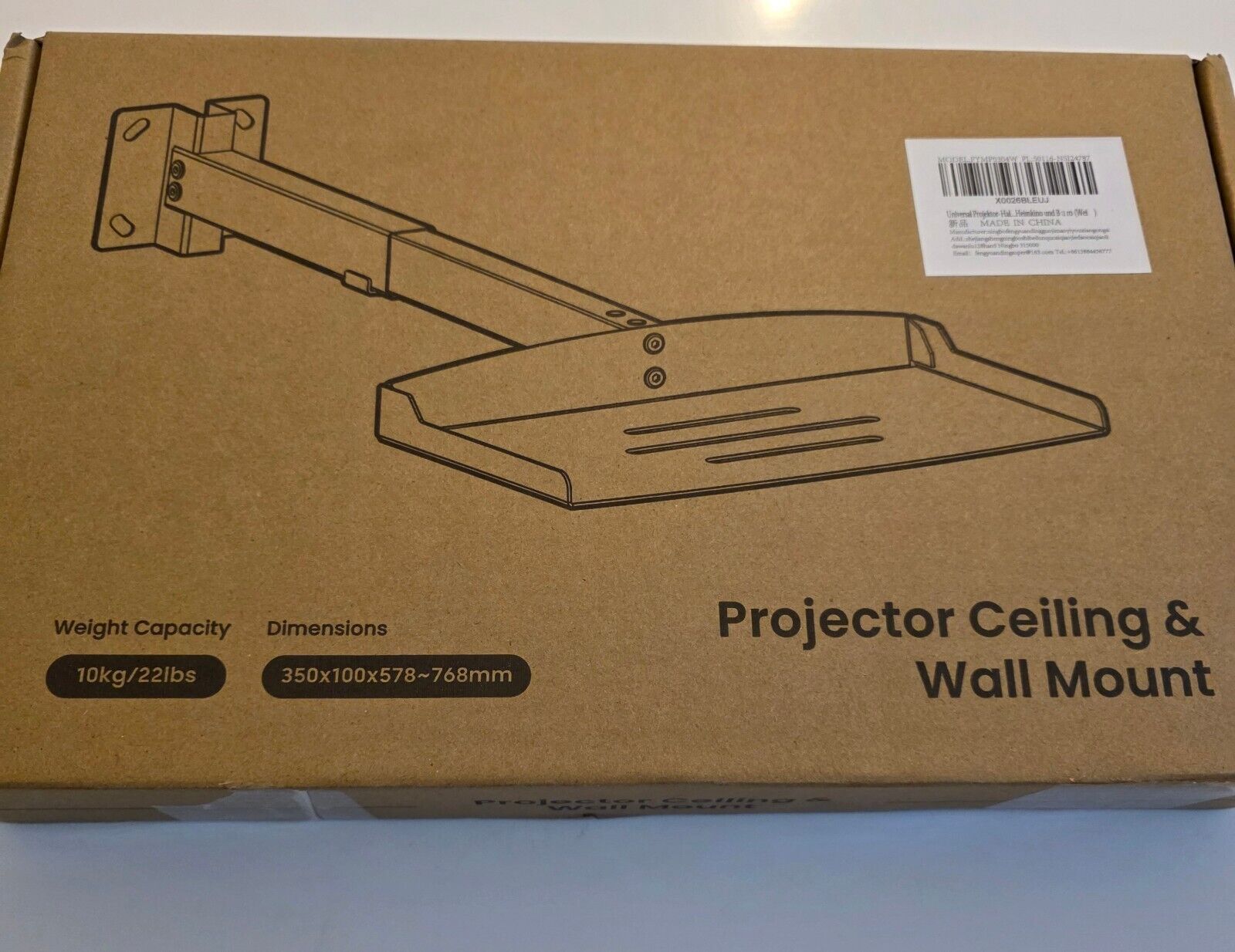 Universal Projektor-Halterung Decke/Wand, höhenverstellbar, weiß