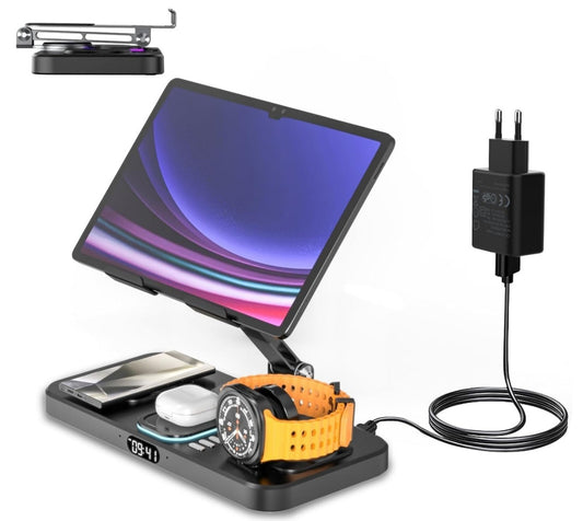 6-in-1 Wireless Ladestation für Galaxy S25/S24/Watch Ultra/7/6/Buds 2 Pro, Faltb