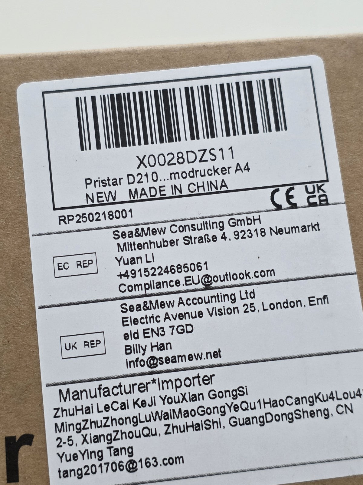 D210 A4 Thermodrucker Bluetooth Schwarz für iOS/Android