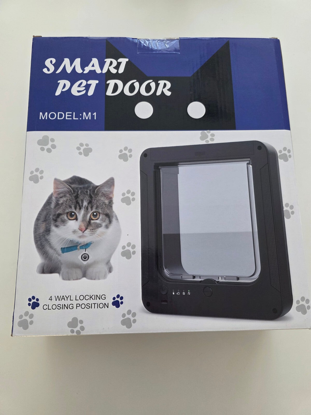 Smart Katzenklappe mit Chiperkennung RFID 3 Schlüssel L Weiß