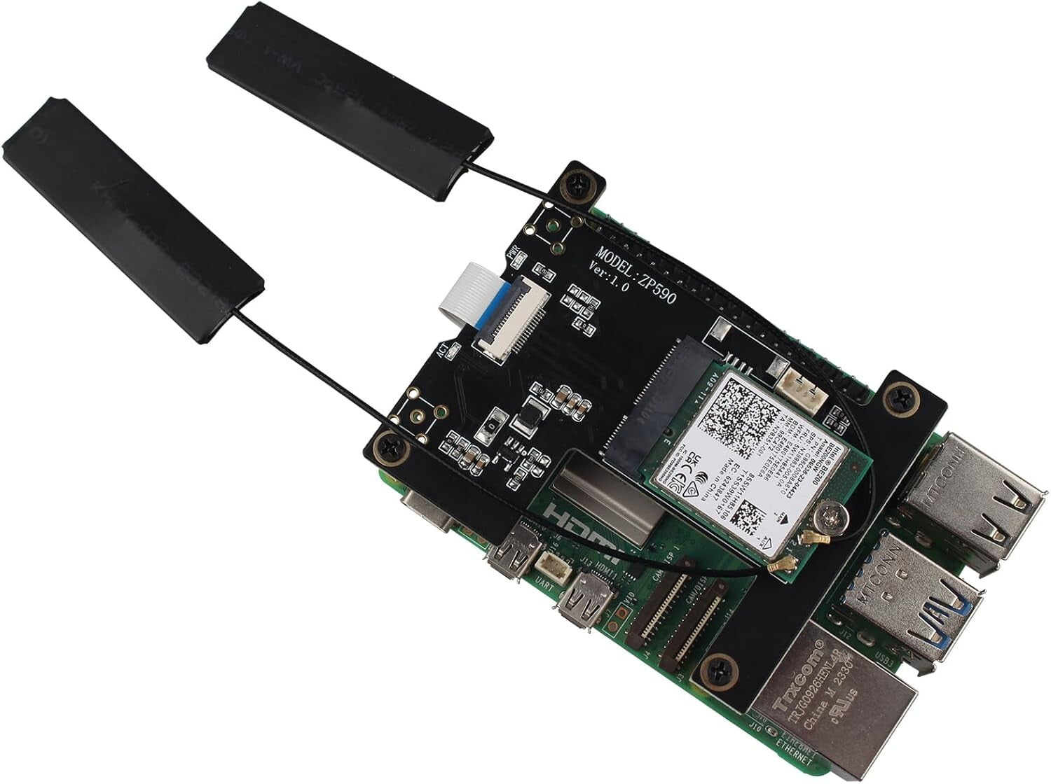 ZP590B PCIe WiFi7 Adapter für Raspberry Pi 5 M.2 E-Key TPU