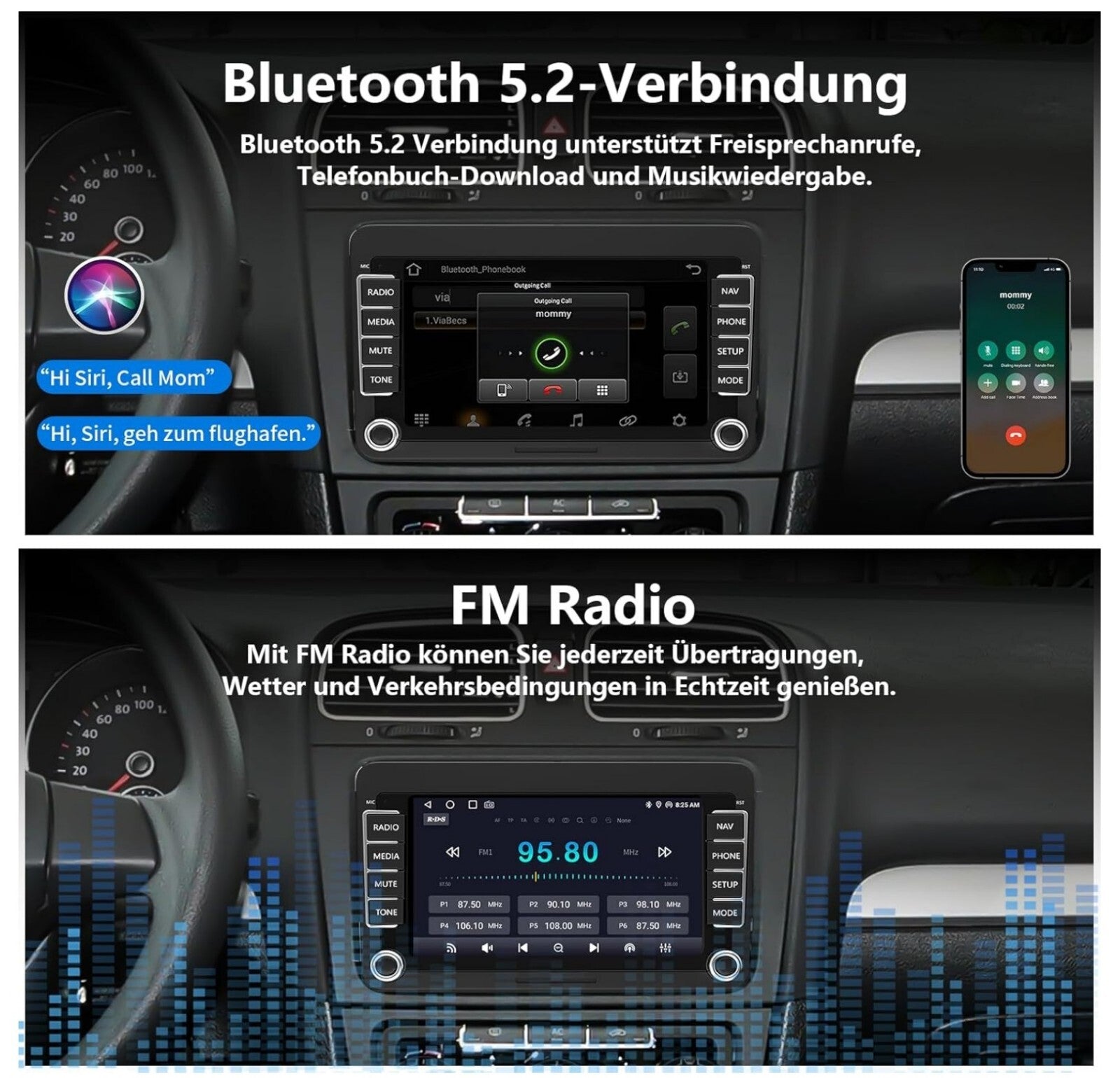 Android 13 Autoradio VW Golf 5/6 Passat CarPlay 7" 2GB/64GB BT