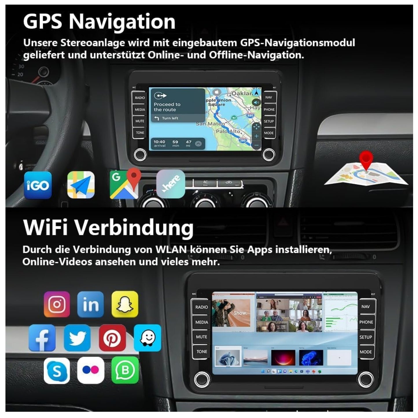 Android 13 Autoradio VW Golf 5/6 Passat CarPlay 7" 2GB/64GB BT
