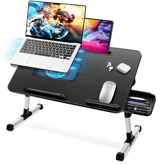 Laptoptisch Höhen- & Winkelverstellbar mit Kühler, 53x30cm Schwarz