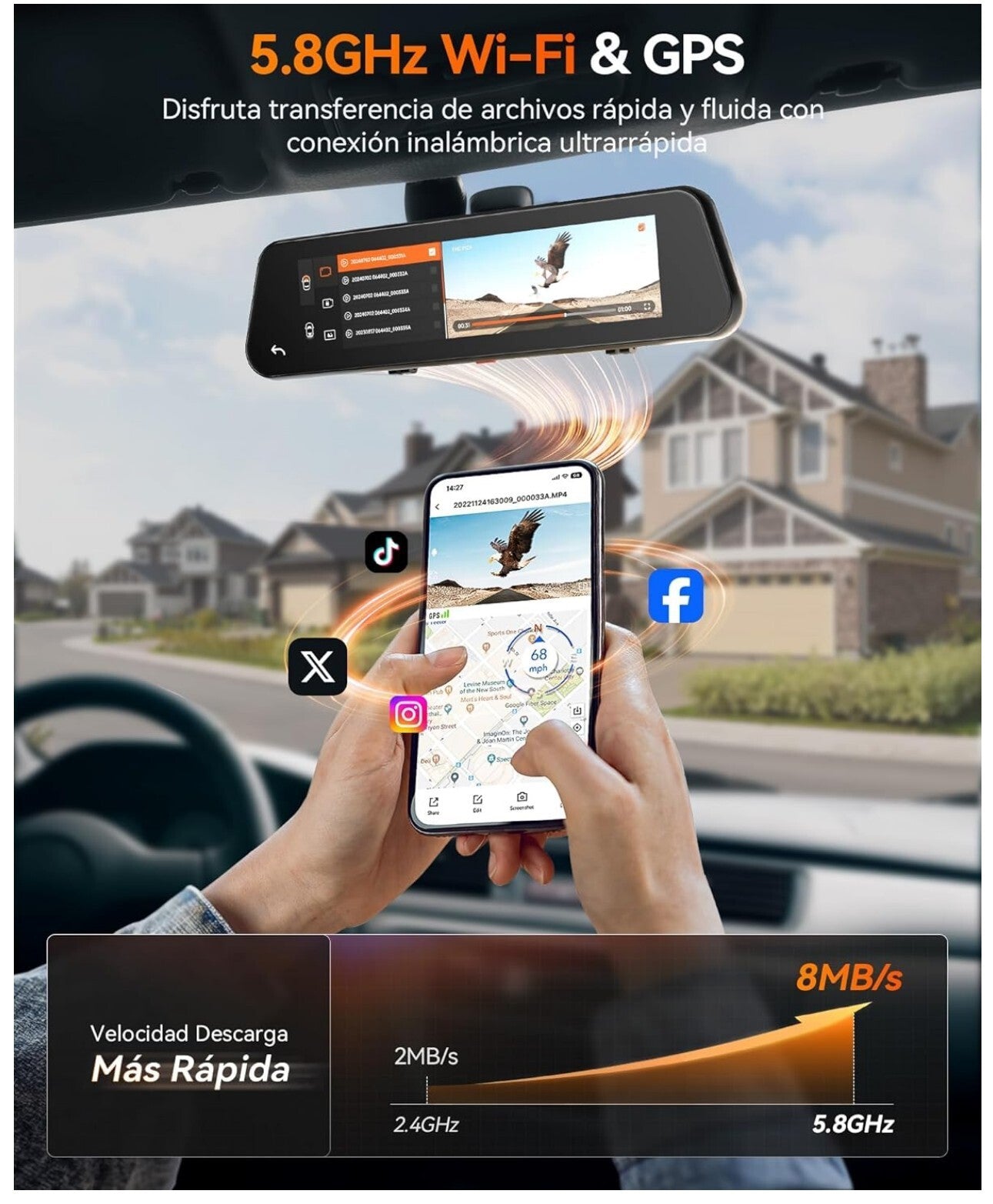 G900 PRO 4K Spiegel Dashcam 2.5K Rückkamera 128GB WiFi GPS