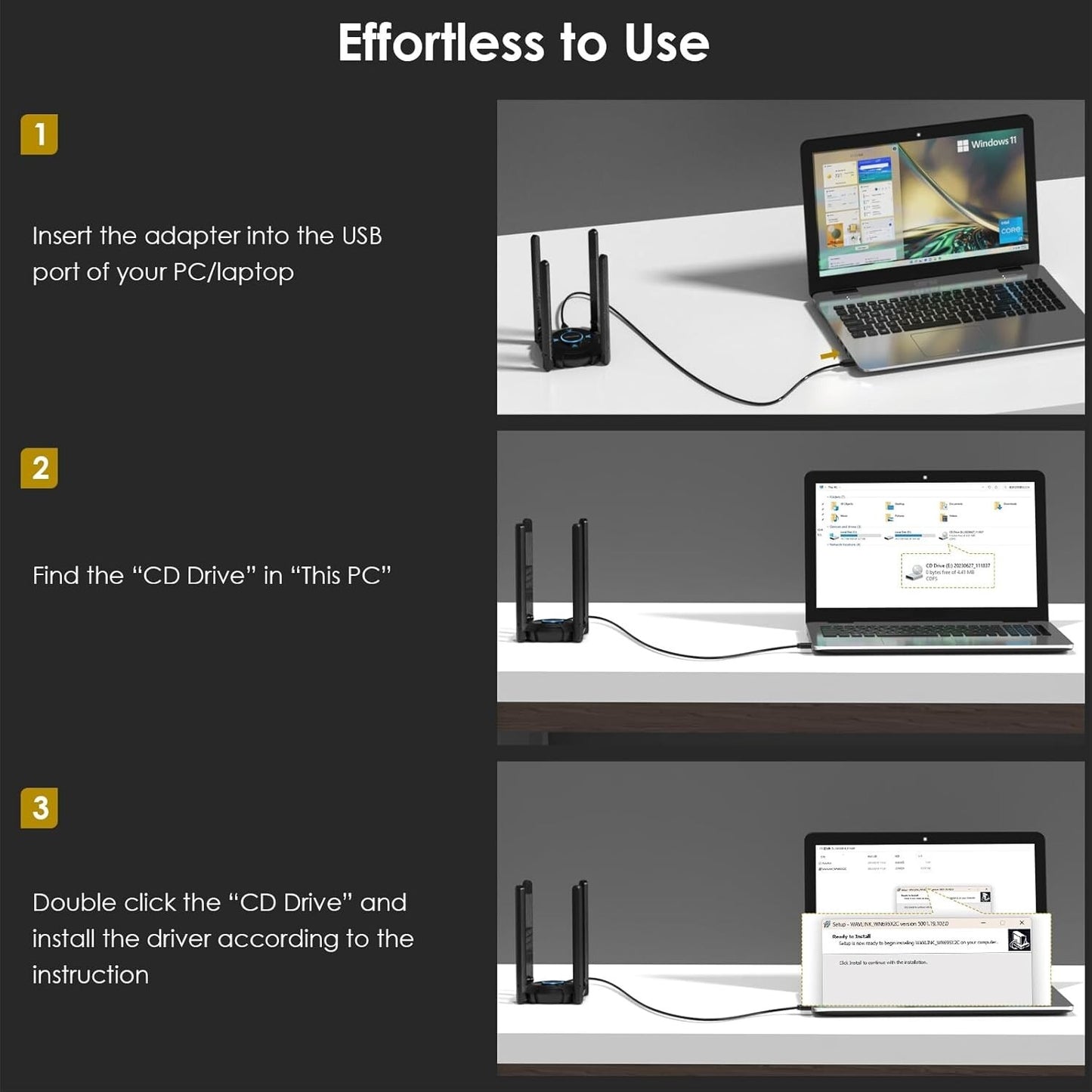 AX5400 WiFi 6E USB WLAN Stick Tri-Band Schwarz Windows 10/11