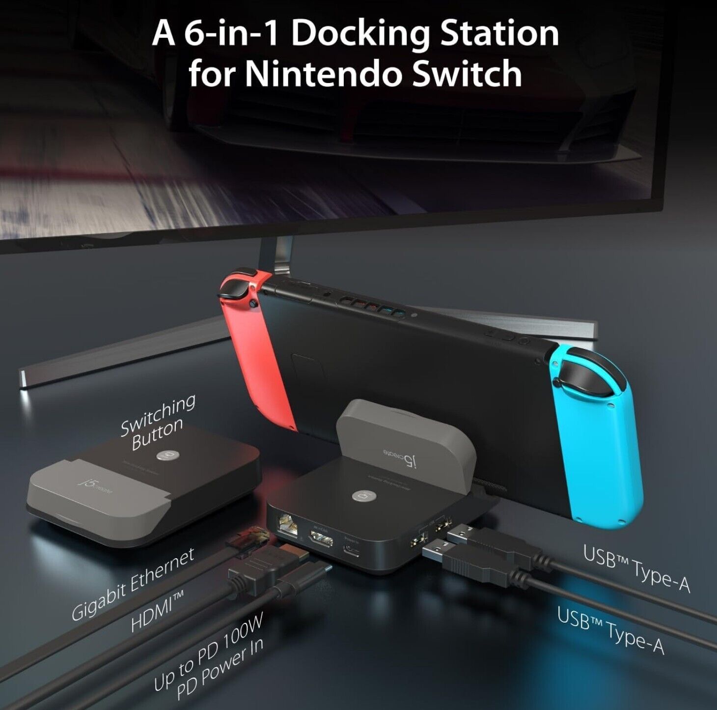 Nintendo Switch Mini-Dockingstation Switch 4K HDMI USB Ethernet JCD620