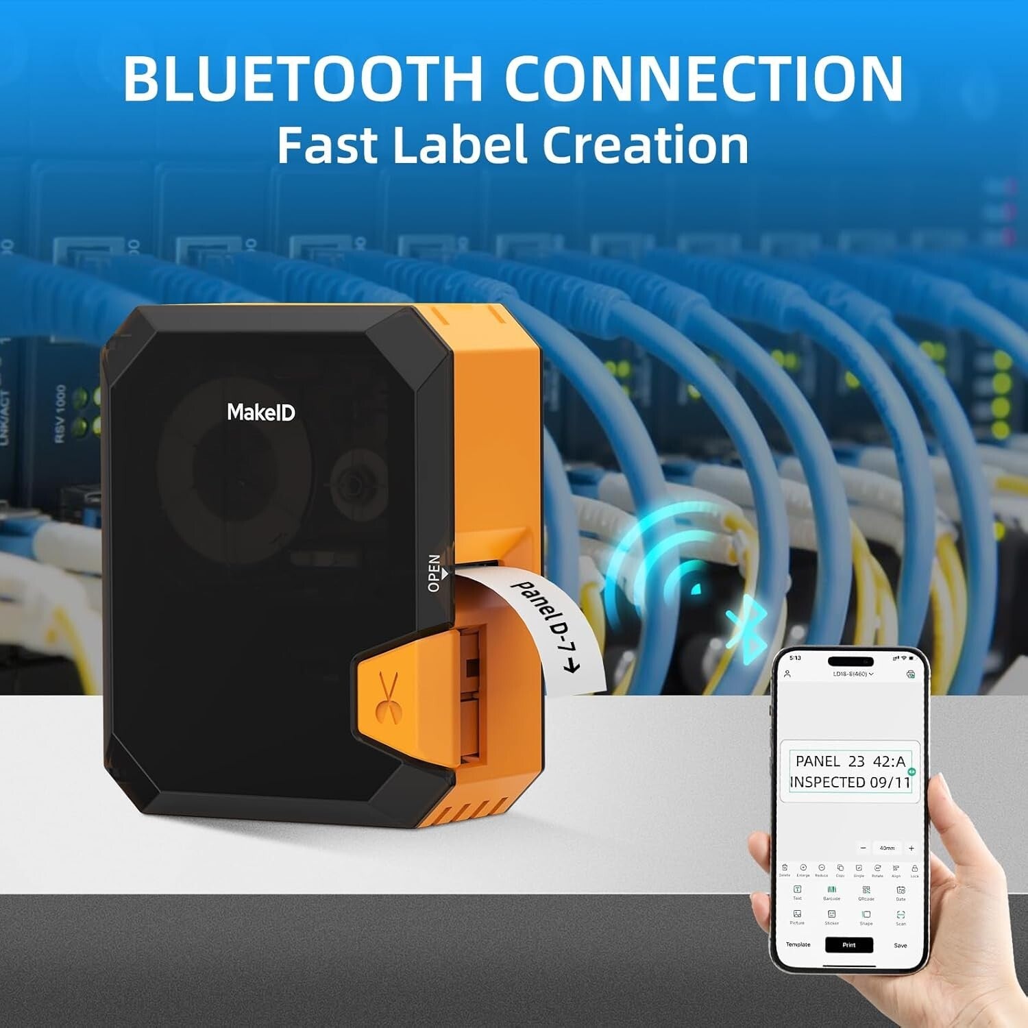P31S Industrieller Etikettendrucker Bluetooth 1,8cm Etiketten Orange