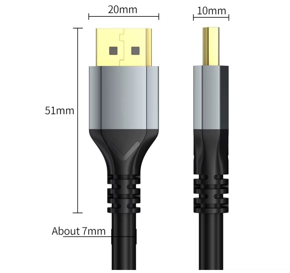 16K Displayport Kabel 2.1 DP 2.1 16K@60Hz 8K@120Hz 4K@240Hz