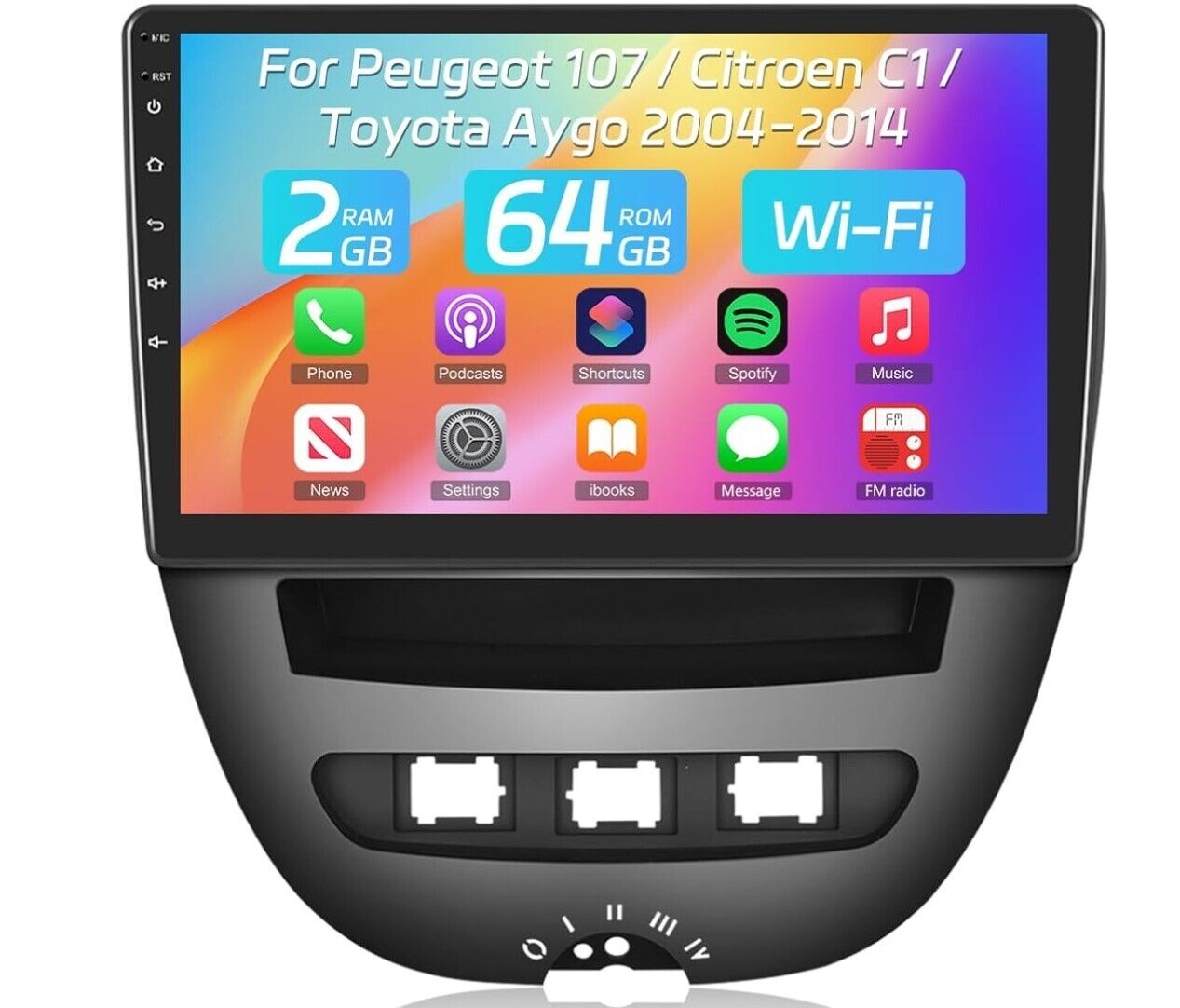 Autoradio für Peugeot 107 / Citroen C1 / Toyota Aygo 2004-2014 mit kabellosem Ca
