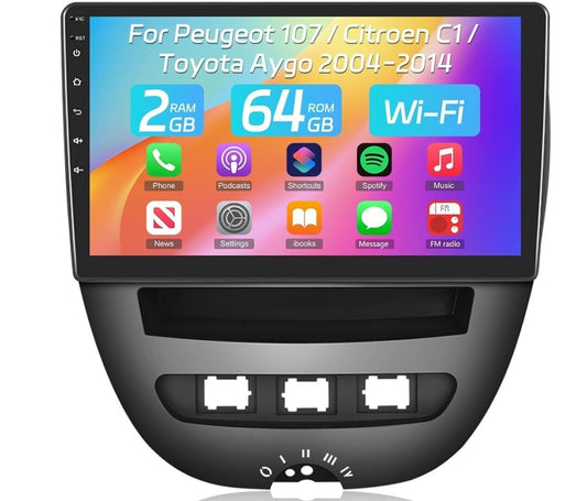 Autoradio für Peugeot 107 / Citroen C1 / Toyota Aygo 2004-2014 mit kabellosem Ca