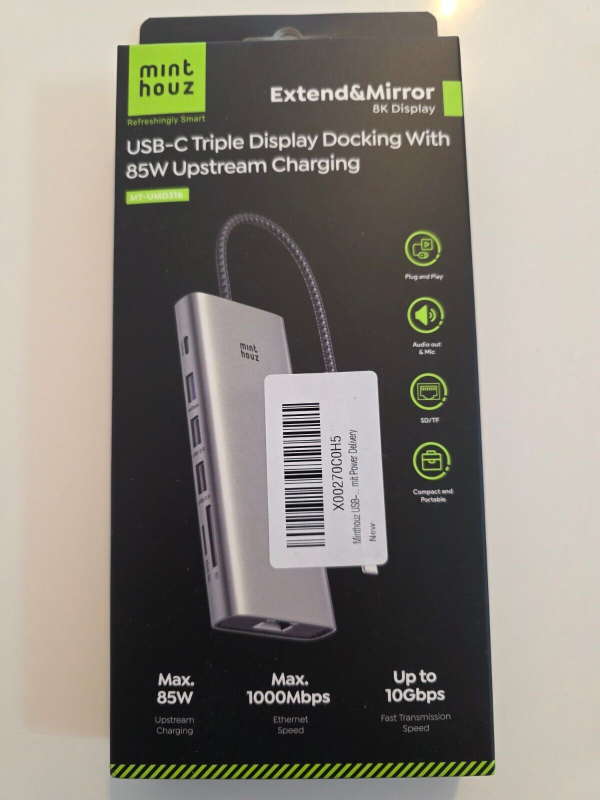 USB C Dock Triple Monitor 4K 100W PD 12 in 1 Dockingstation