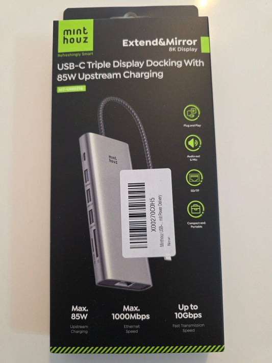USB C Dock Triple Monitor 4K 100W PD 12 in 1 Dockingstation