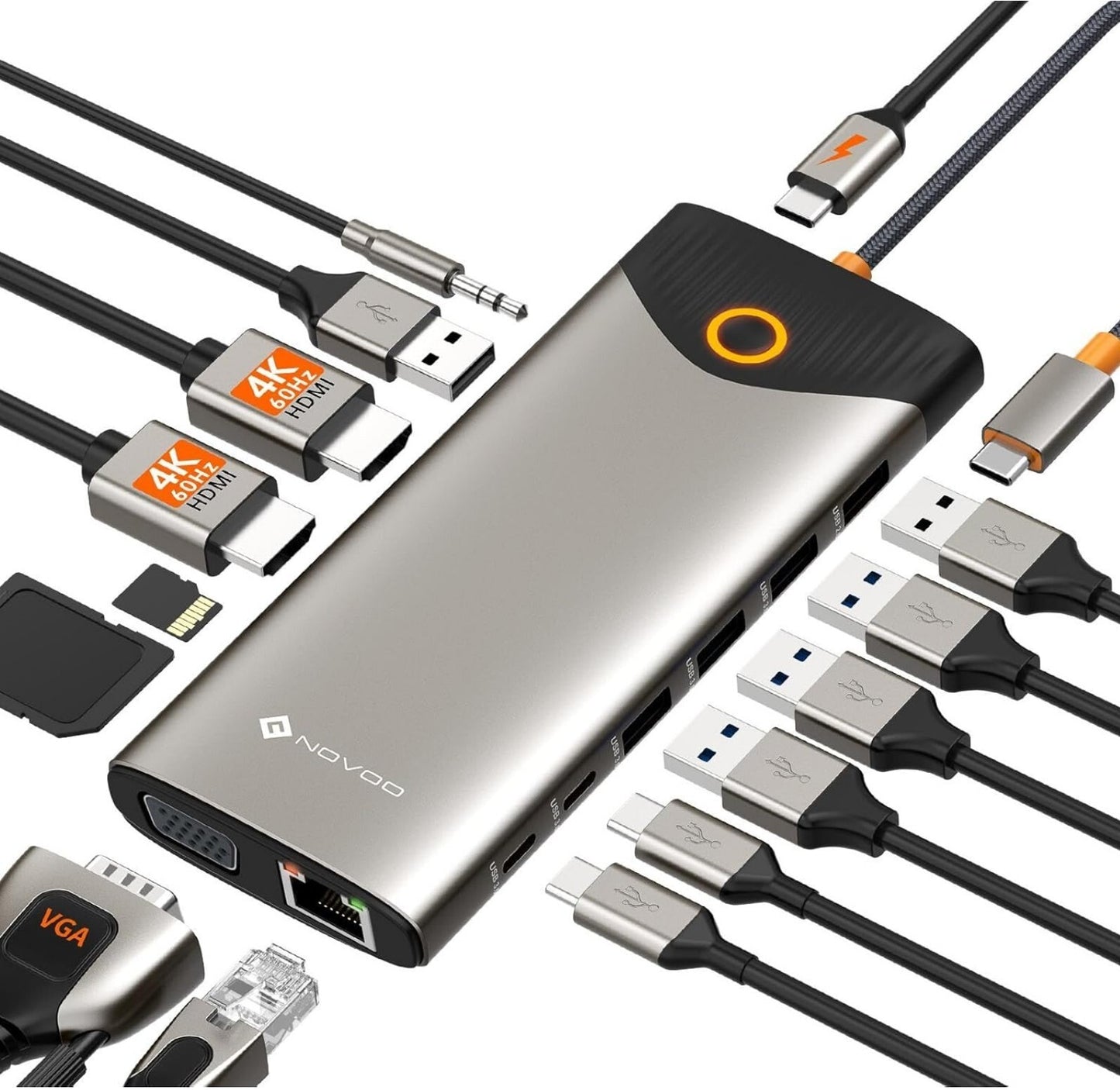 15-in-1 USB C Docking Station 4K@60Hz HDMI VGA Ethernet