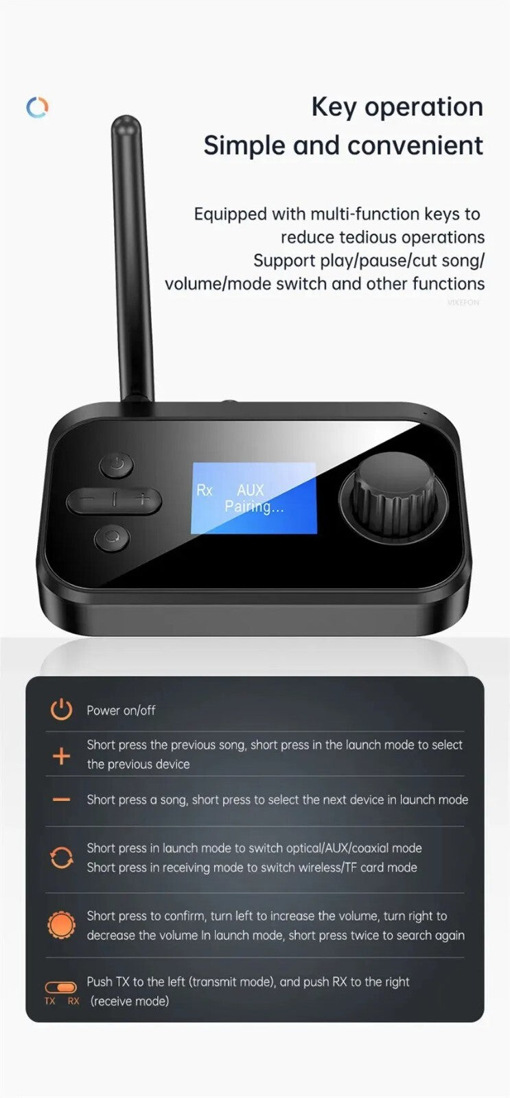 C41 Bluetooth 5.0 Audio Sender Empfänger Optisch Koaxial AUX Cinch Schwarz
