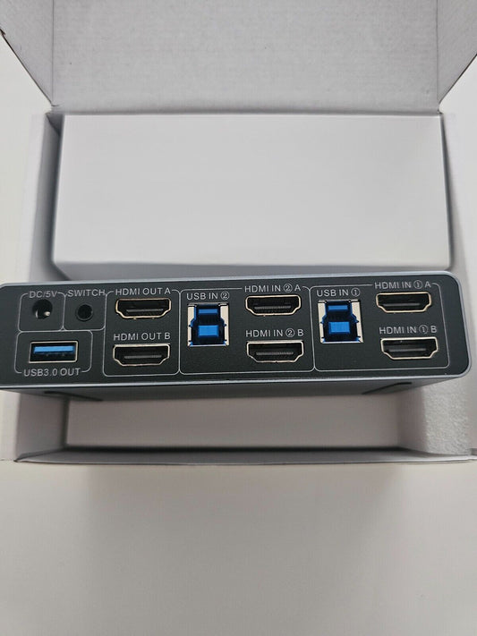 HDMI KVM Switch 2 Monitore 2 Computer, Dual Monitor KVM USB Switcher 4K@60Hz, HD
