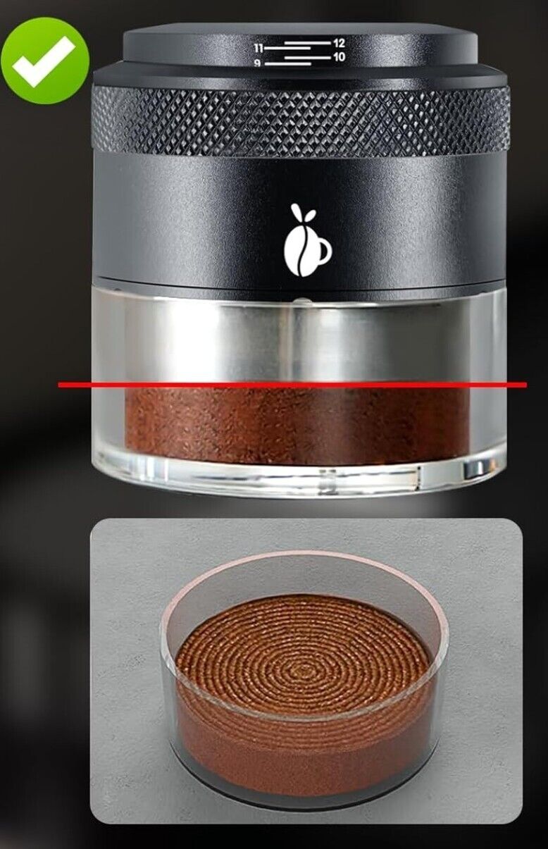 Espresso-Stempel 53mm Edelstahl Federbelastet Einstellbar Schwarz