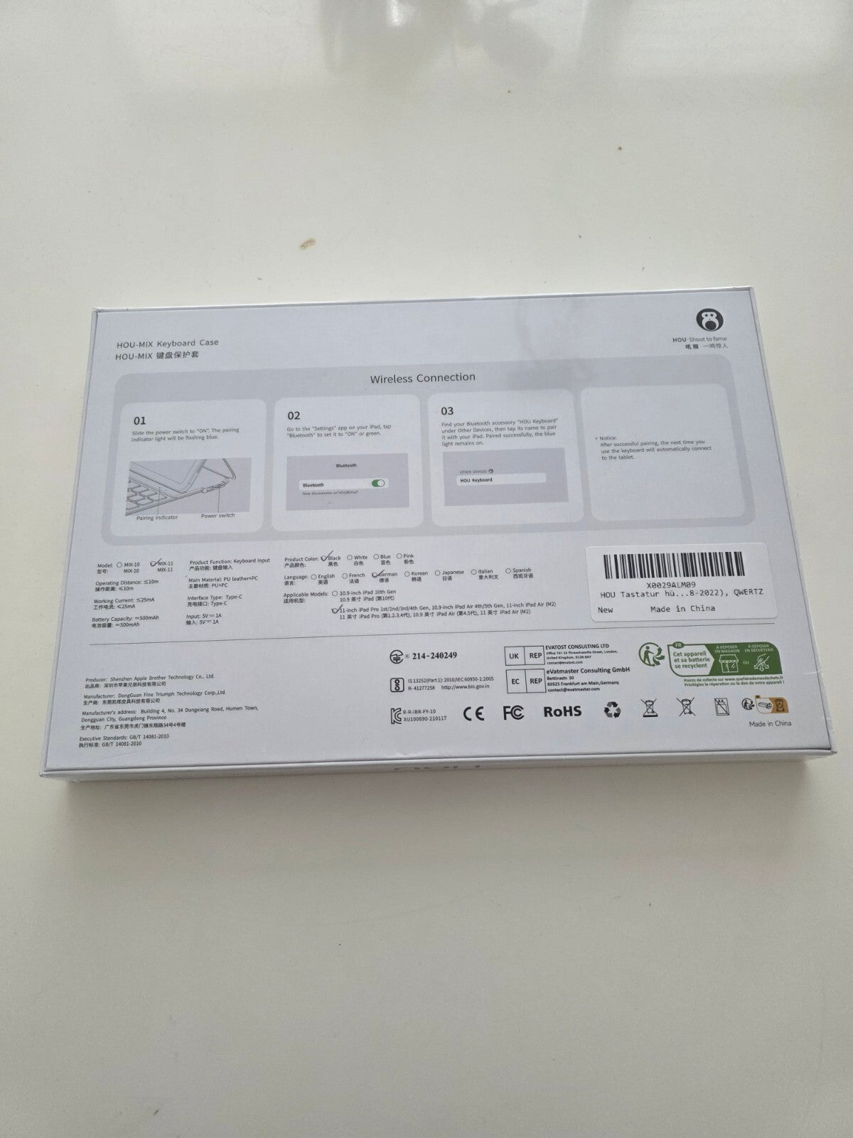 Tastatur iPad Air 11" M2/M3 Pro 11" Ultradünn Trackpad QWERTZ