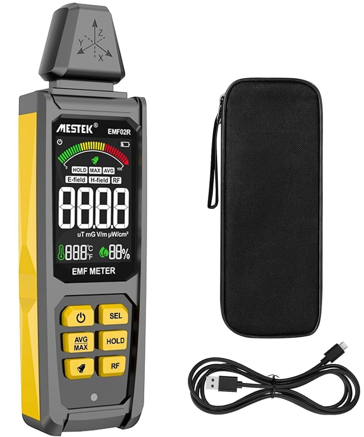 EMF Messgerät, 4 in 1 EMF Strahlungsdetektor EF/MF/Radiofrequenz Feld Elektromag