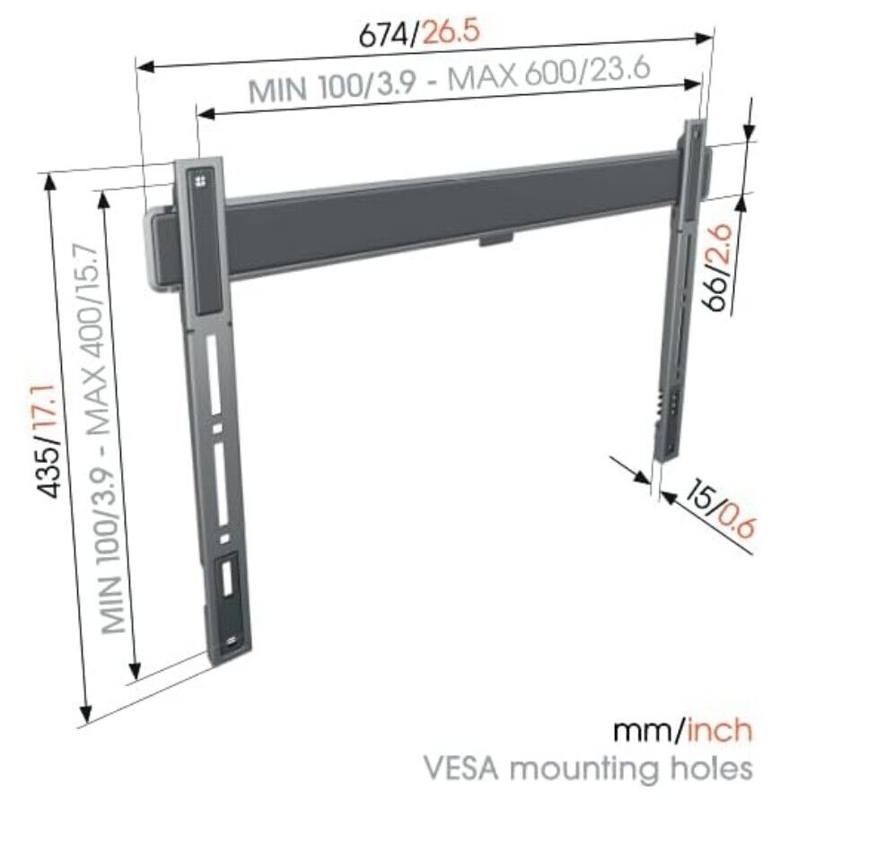 TVM 5607 Flache TV-Wandhalterung 40-100 Zoll 100 kg