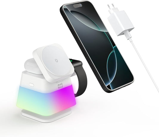 Kabelloses Ladegerät 15W RGB-Licht für iPhone/Watch/Pods