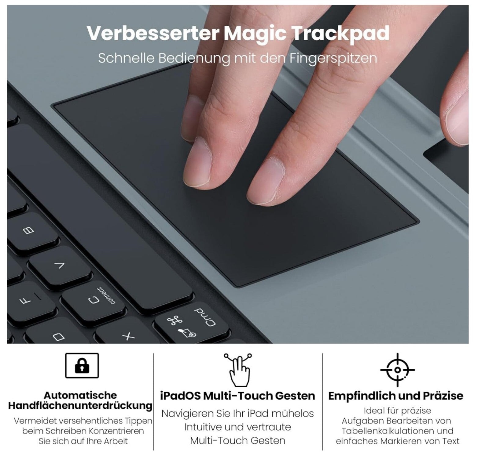 Für iPad Pro 13 Zoll (M4, 2024) Hülle mit Tastatur Trackpad 7-Farben
