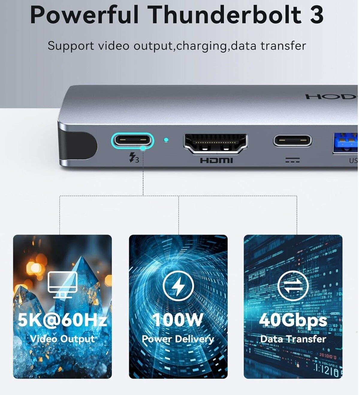 USB C Hub MacBook, 8in2, 4K 60Hz HDMI, Thunderbolt 3