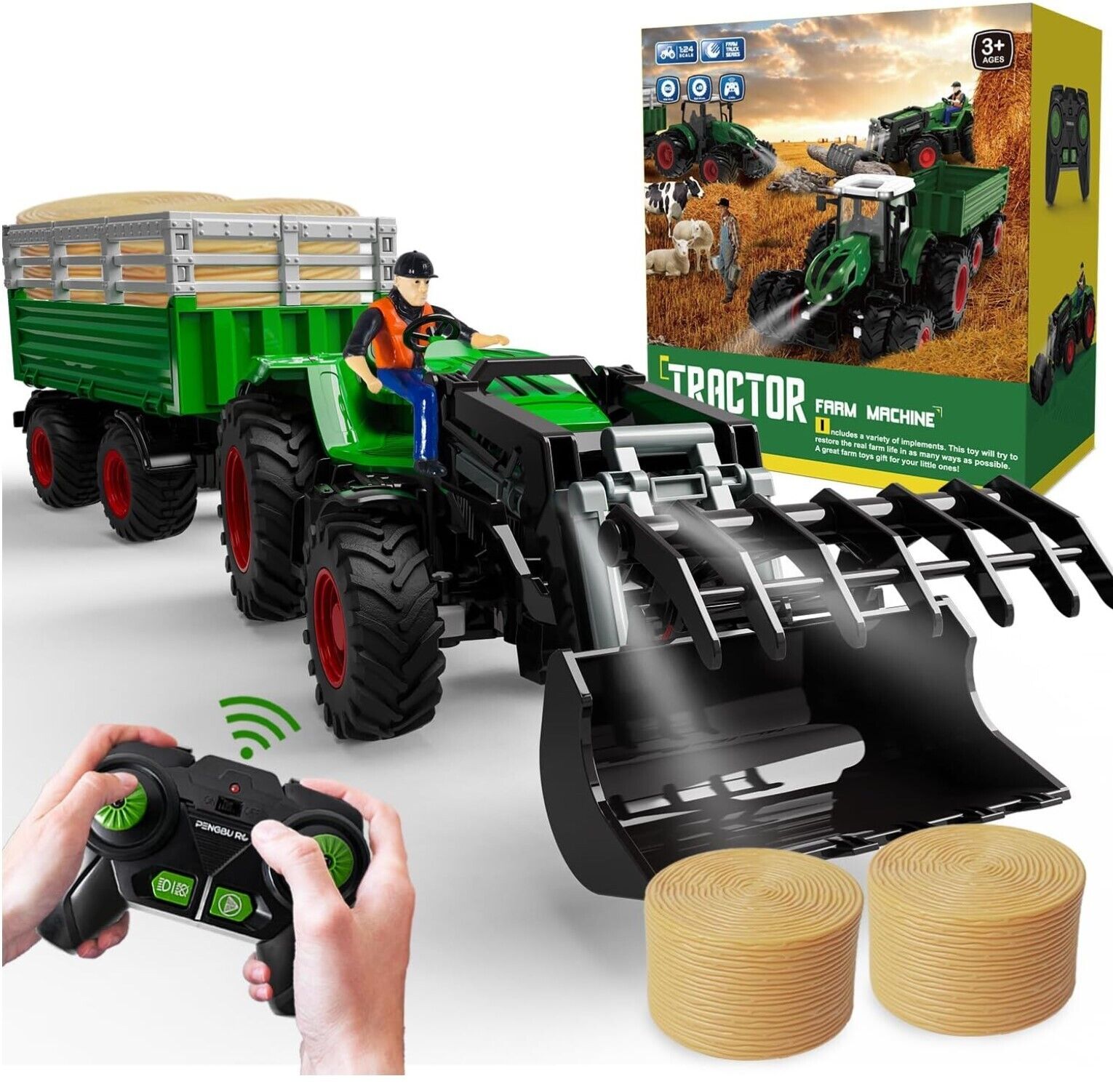 RC Traktor Spielzeug 2.4 GHz Ferngesteuerter Traktor Ferngesteuert Kuh, Schaf un
