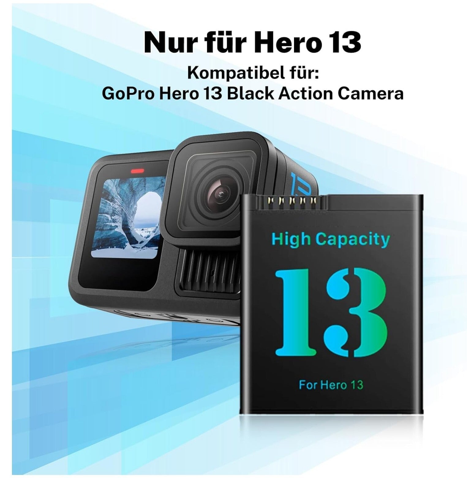 2x 2800mAh Ersatzakku GoPro Hero 13 2025 Upgrade High-Range Schwarz
