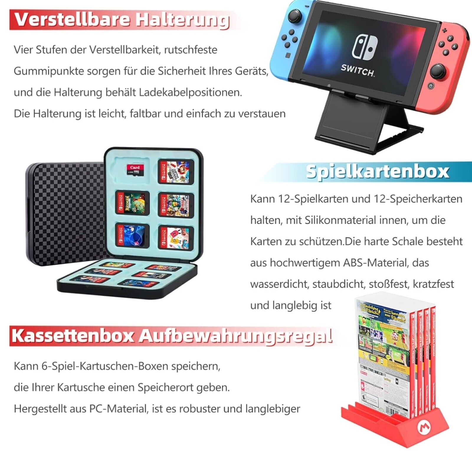 Switch Accesoires, Zubehör für Nintendo Switch, Einschließlich Hülle und Bildsch