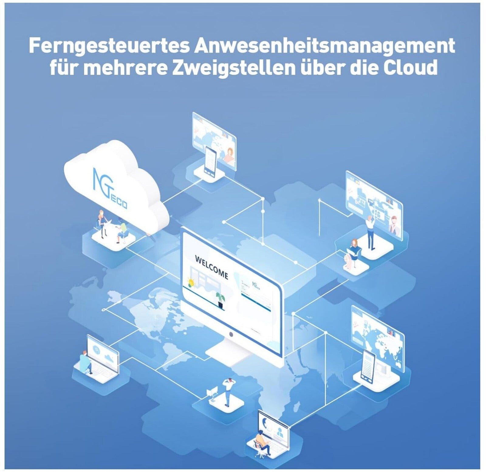 TC1 Cloud Stempeluhr WiFi Zeiterfassung + App, 5 RFID Karten