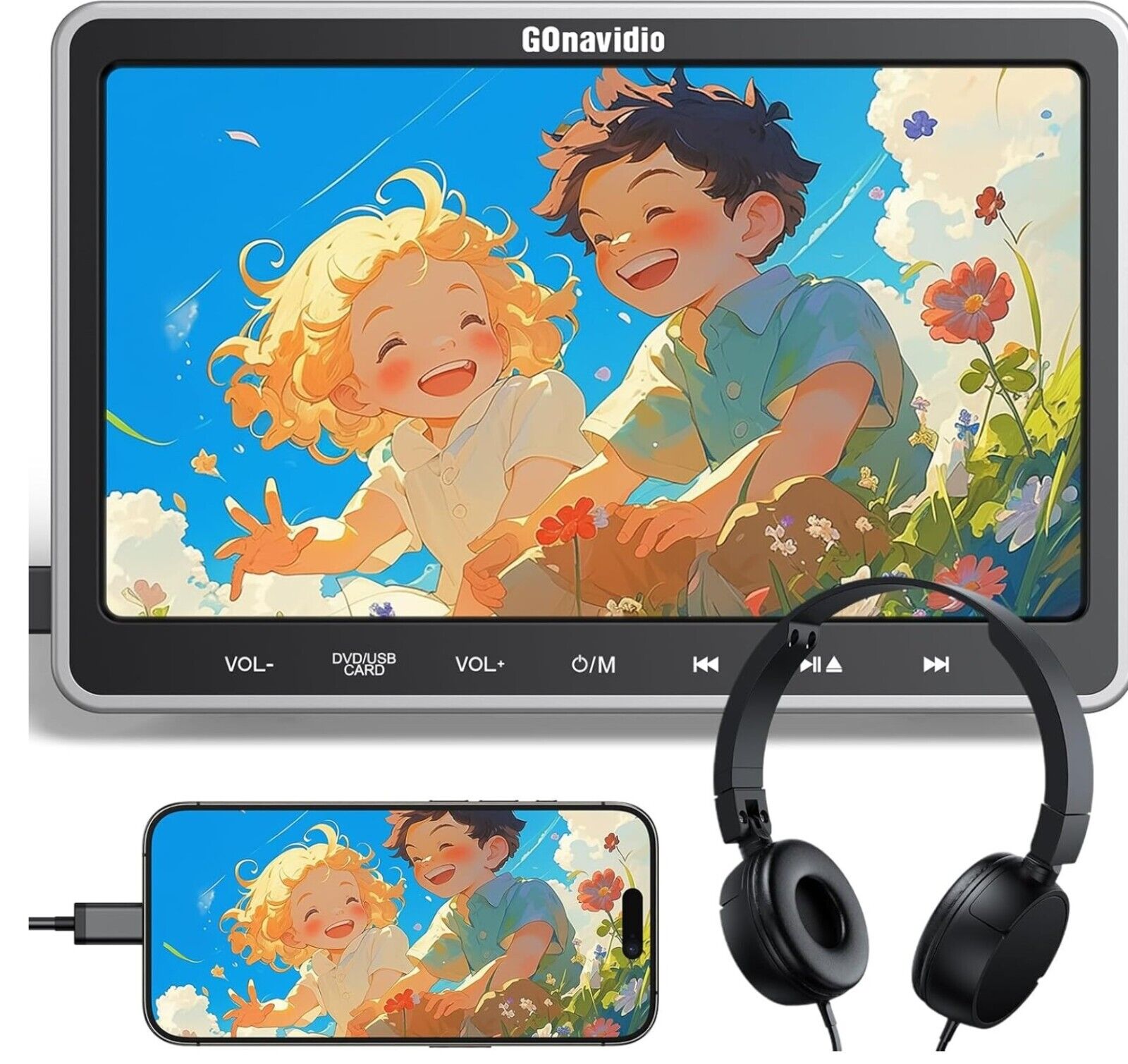 10,5 Zoll DVD Player Auto mit HDMI Eingang, Wandladegerät, Kopfhörer, Auto DVD-P