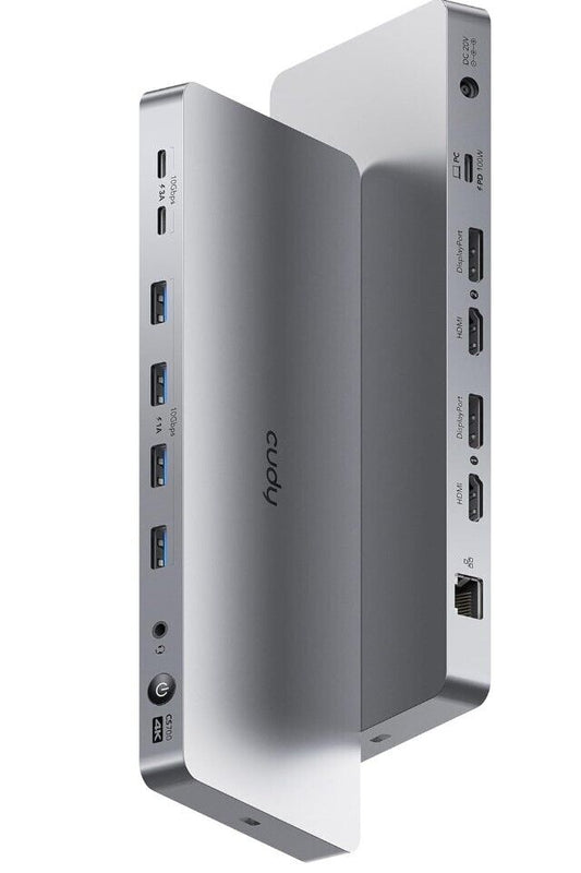 Cudy DisplayLink Dual 4K Universal USB C Dockingstation, 10 Gbit/s USB C, 100 Wa