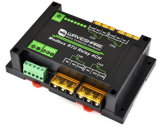 Modbus RTU 4-Ch Relay 30A RS485 Rail-Mount LED Isolation